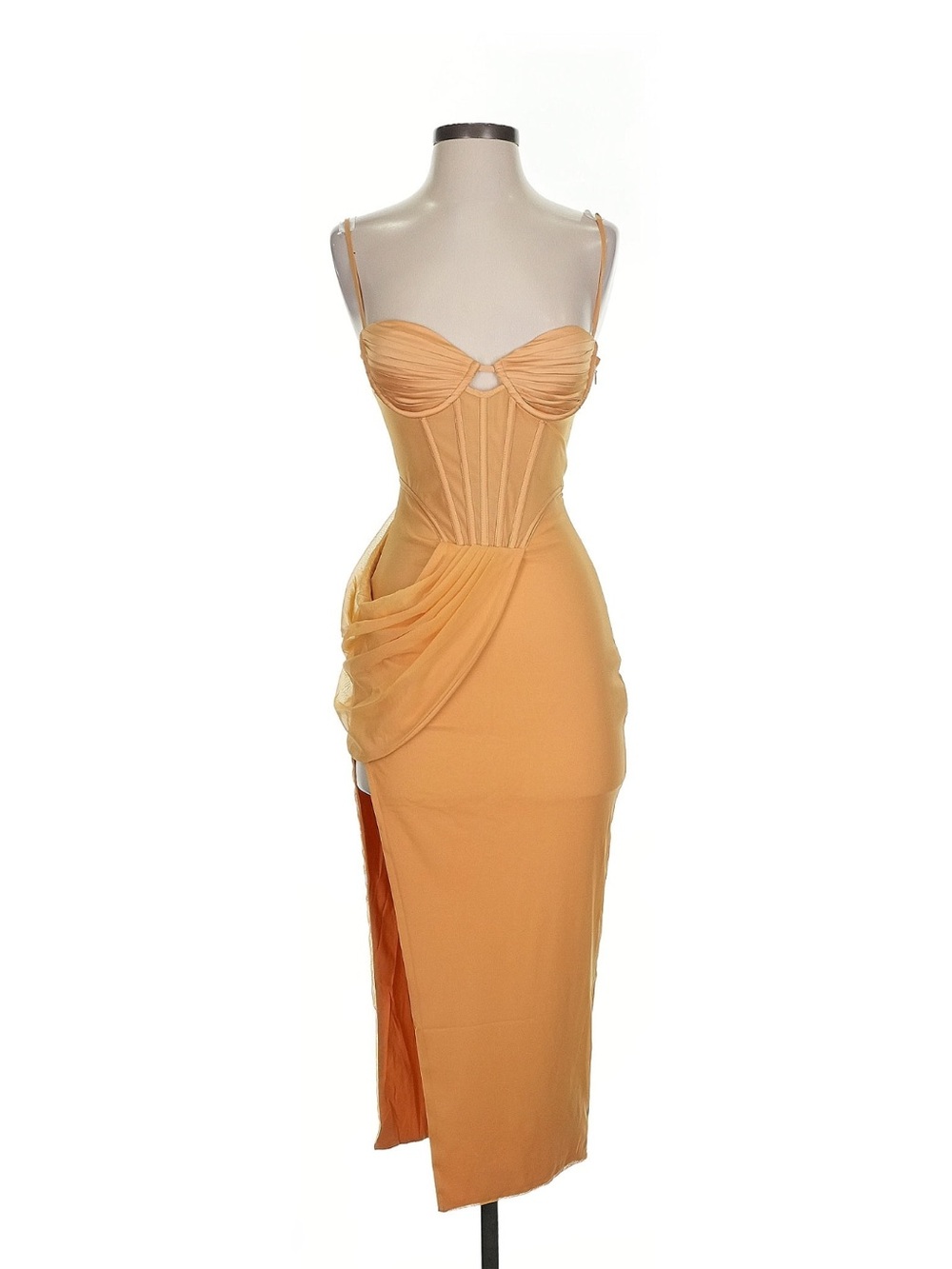 Oh Polly Golden orange Bustier Midi Dress